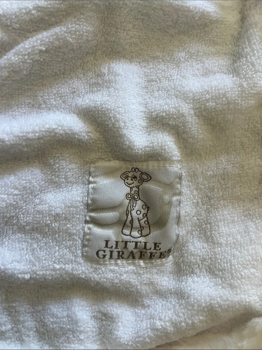 Little Giraffe Plush Hooded Baby Towel in White with Bear Ears